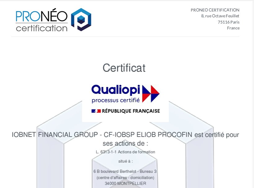 Aperçu du certificat QUALIOPI